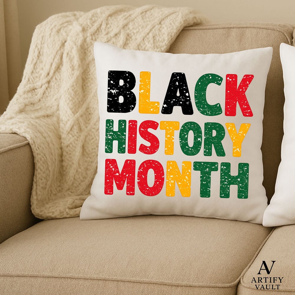 Black History Month typography PNG design in black red green and gold for print on demand