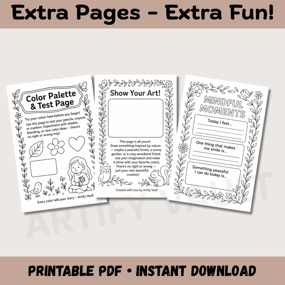 Mindful Moments Kids Coloring Book – Cute Printable Coloring Pages for Relaxation & Creativity – Instant Download - Image 5