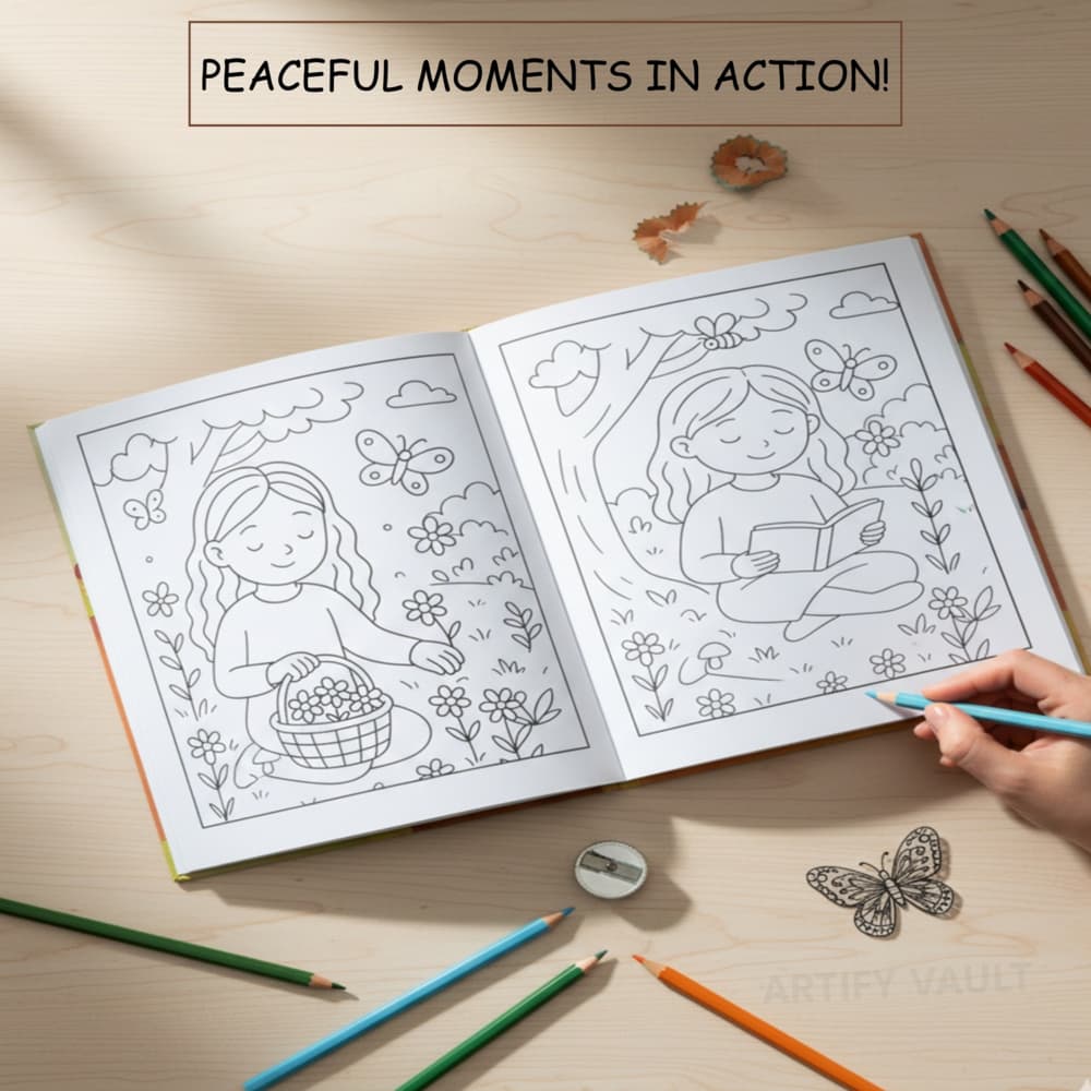 Mindful Moments Kids Coloring Book – Cute Printable Coloring Pages for Relaxation & Creativity – Instant Download - Image 2