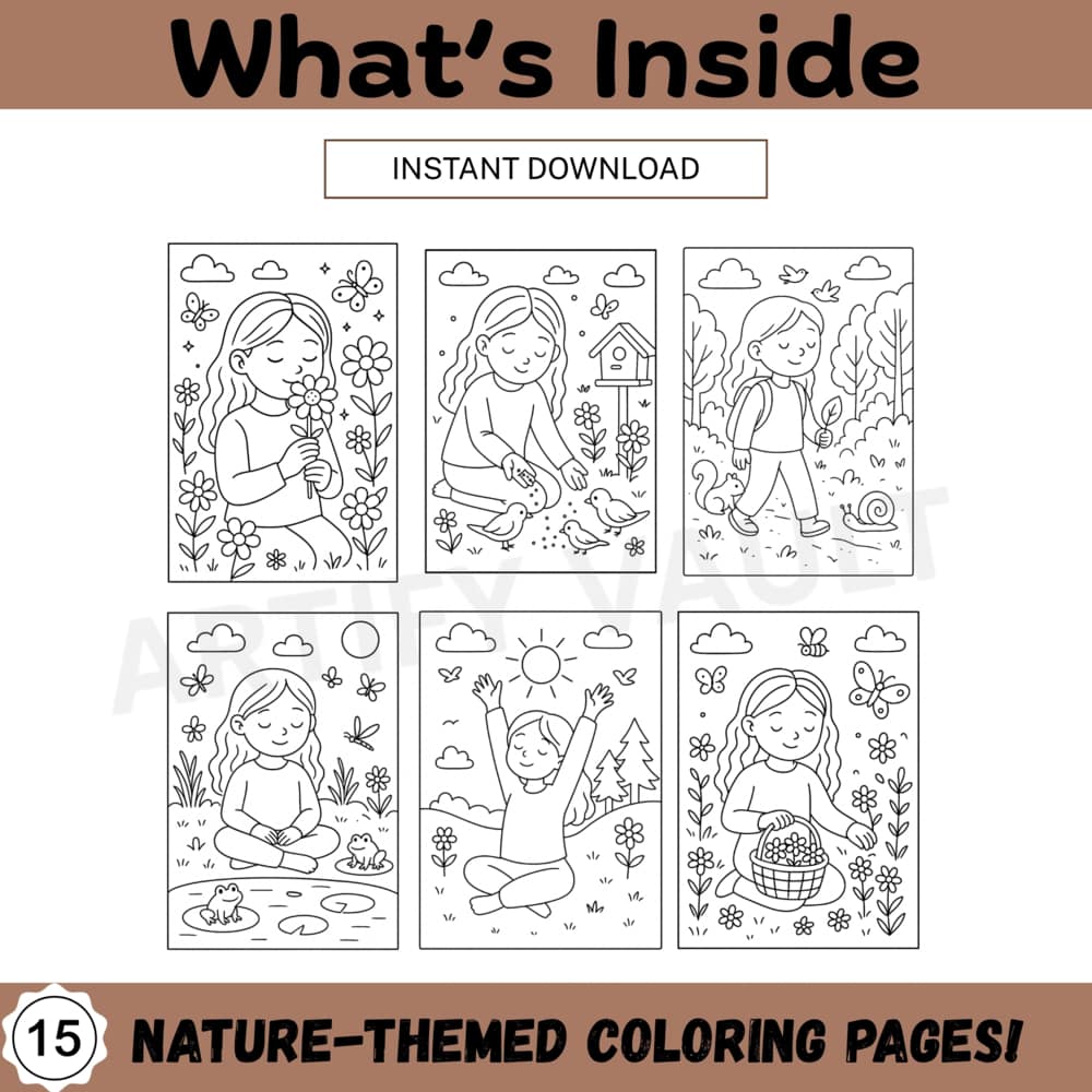 Mindful Moments Kids Coloring Book – Cute Printable Coloring Pages for Relaxation & Creativity – Instant Download - Image 4