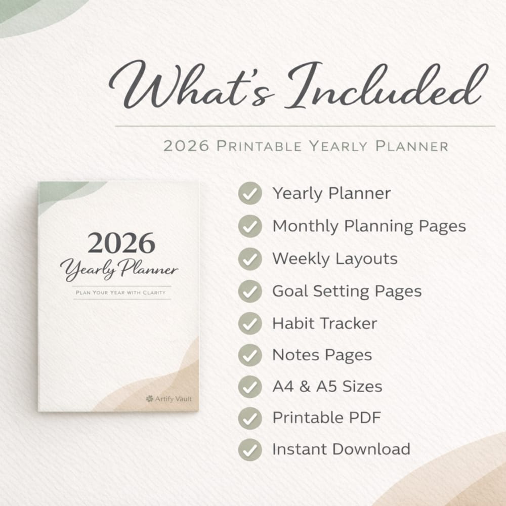 2026 Printable Planner – Minimalist Yearly & Monthly Goal Planner PDF (A4/A5) - Image 4