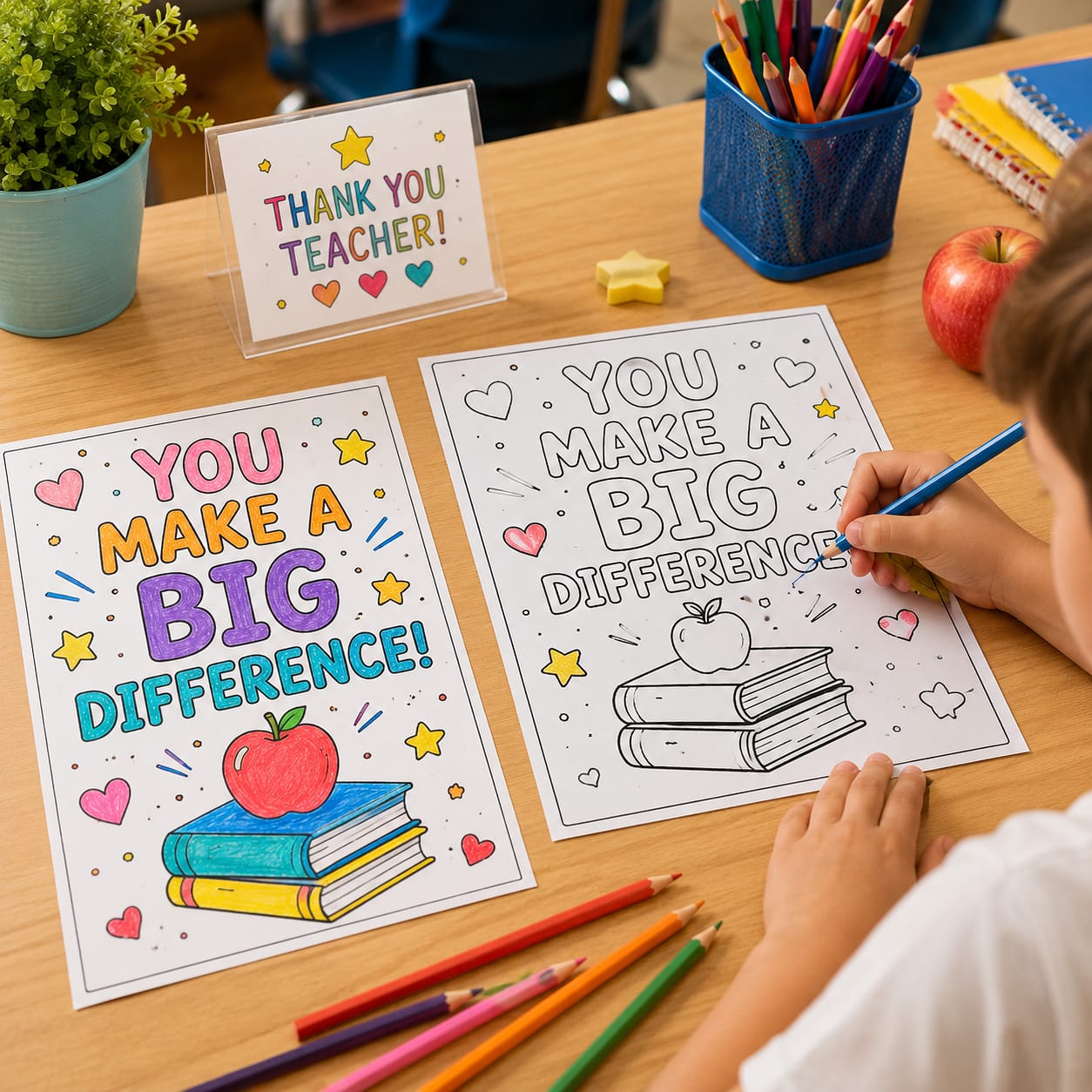 Free Student Teacher Appreciation Coloring Pages sample featuring three printable thank you coloring sheets for classroom activities and gifts.