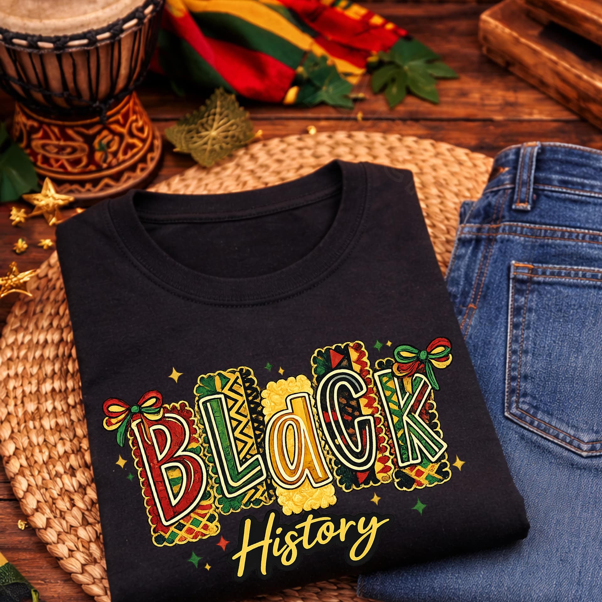 Black History Month PNG – Trendy Afrocentric Patchwork Design in Pan African Colors - Image 3