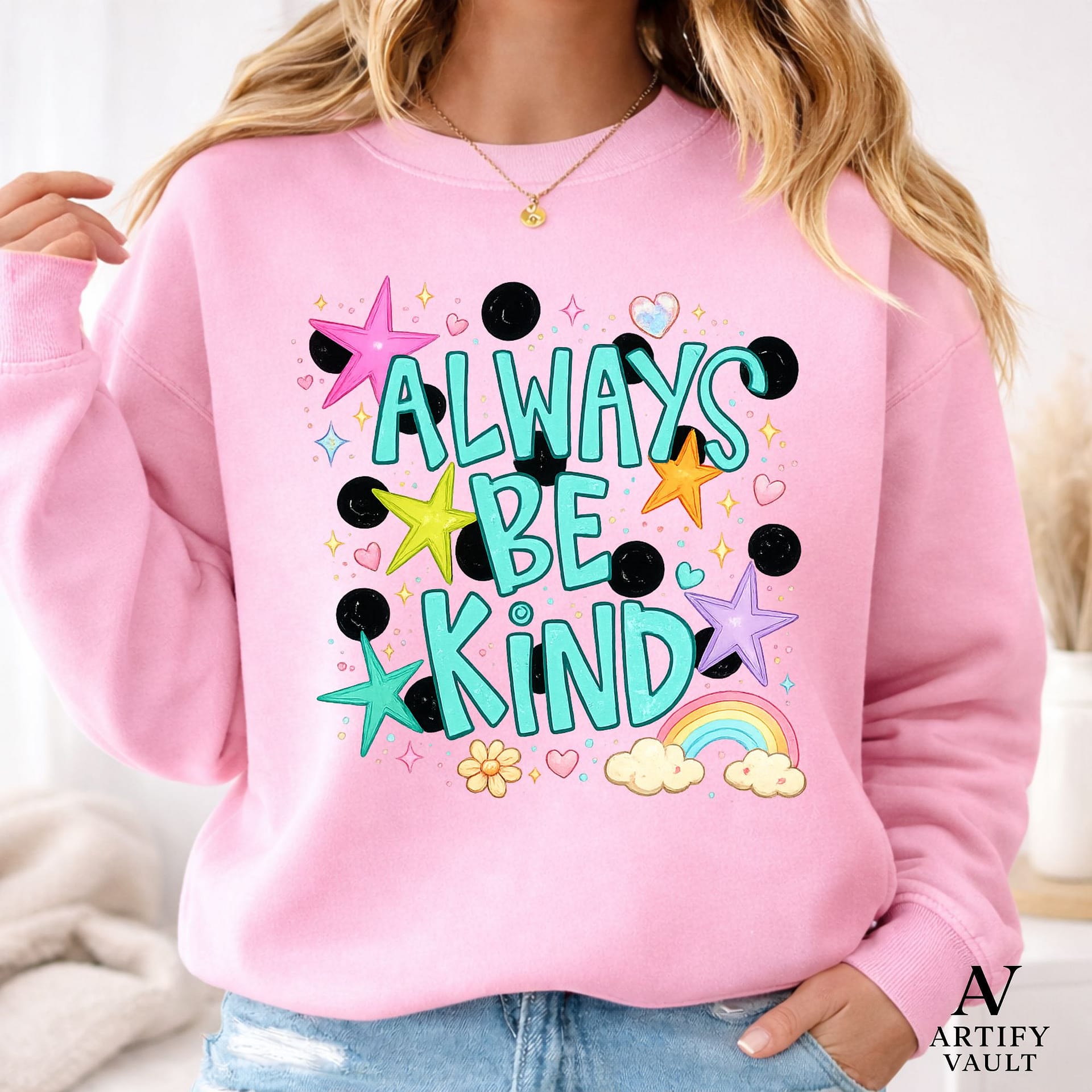 Always Be Kind PNG girly sublimation design with transparent background