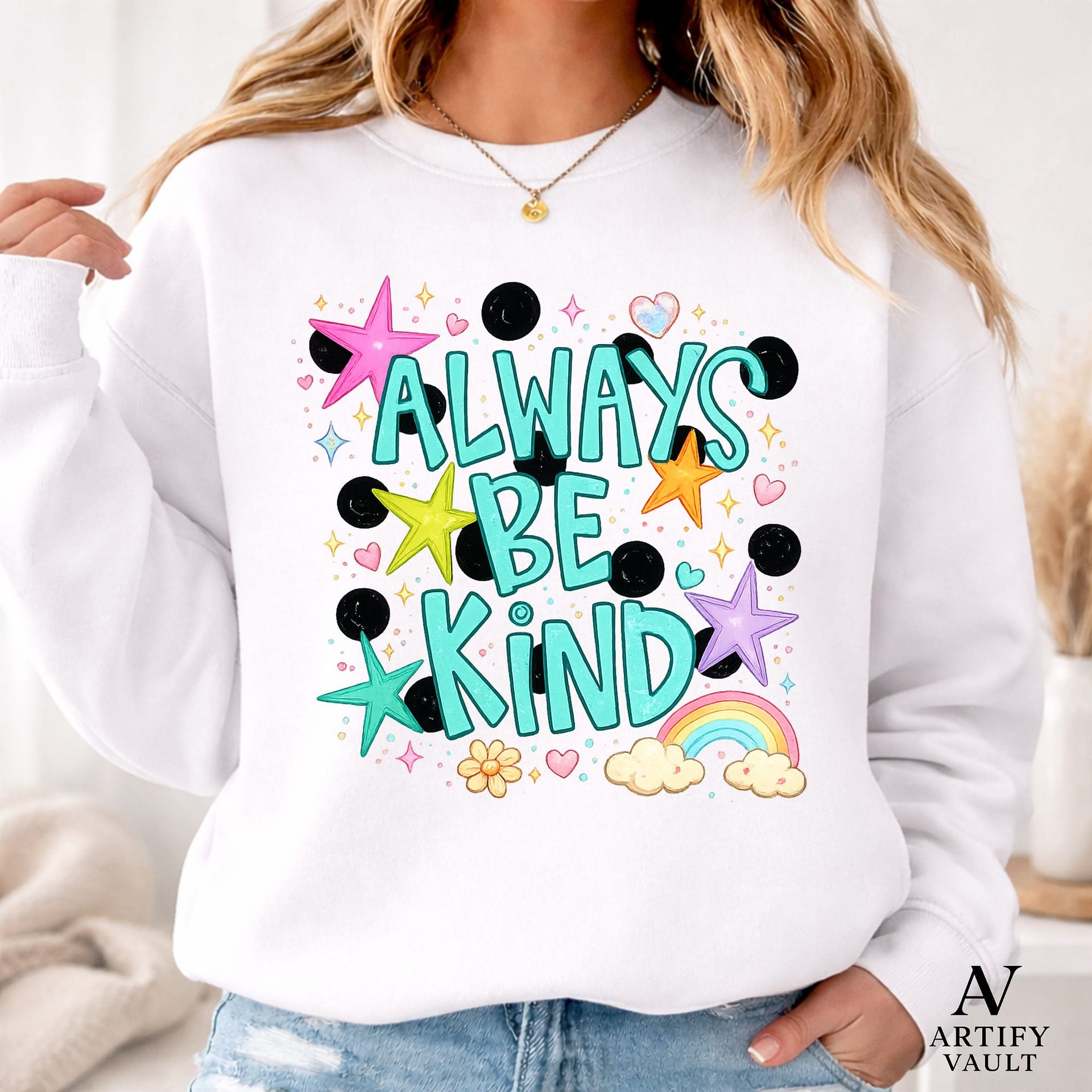 Always Be Kind PNG girly sublimation design with transparent background