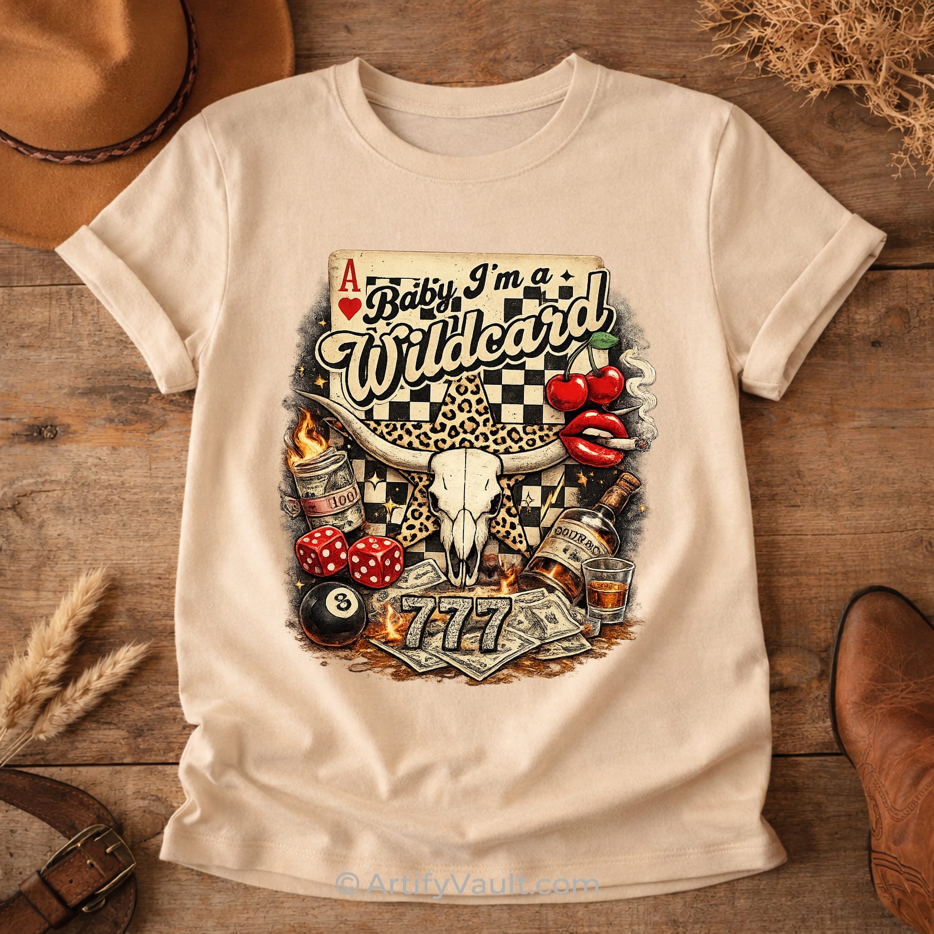 wildcard png design on grey shirt mockup