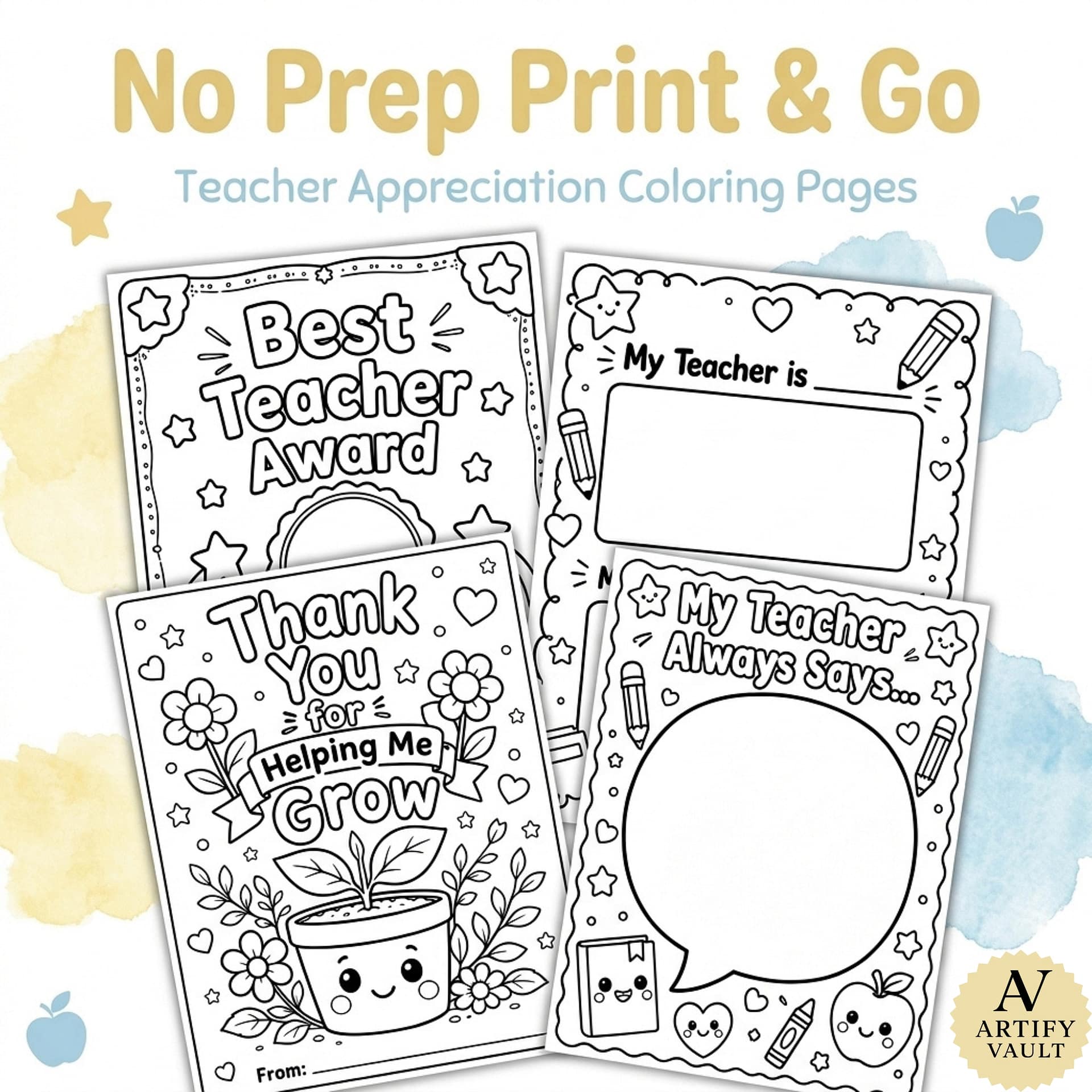 Teacher Appreciation Coloring Pages & Activities Printable PDF - Image 3