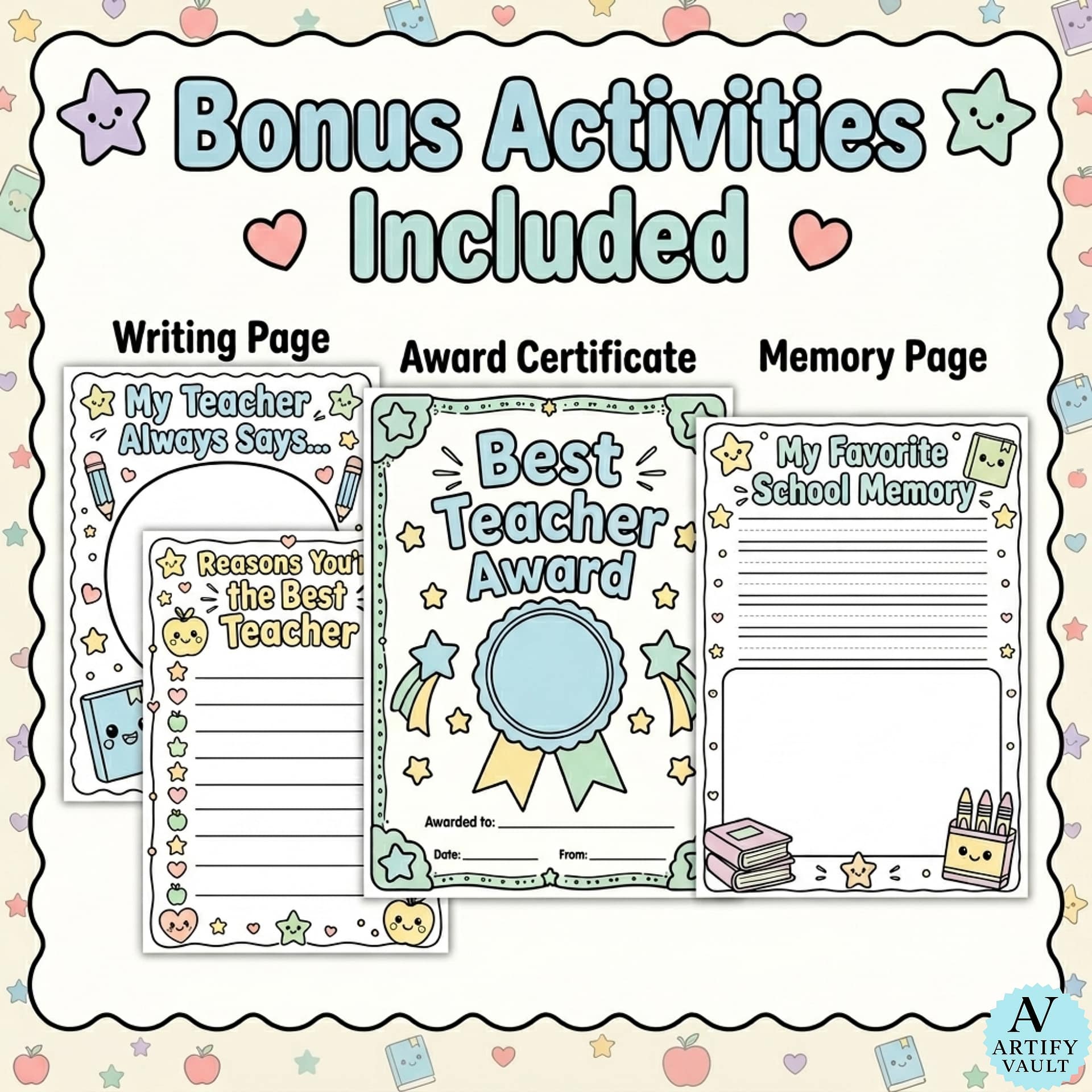 Teacher Appreciation Coloring Pages printable PDF pack with thank you teacher activities for kids, classroom, and homeschool